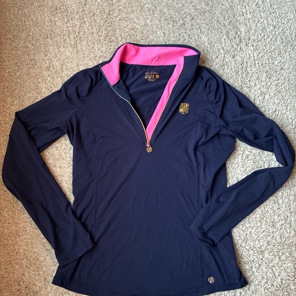 Lilly Pulitzer Luxletic Navy and Pink Pullover - Picture 2 of 8